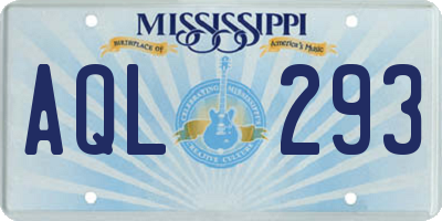 MS license plate AQL293