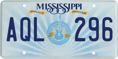 MS license plate AQL296