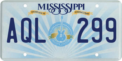 MS license plate AQL299