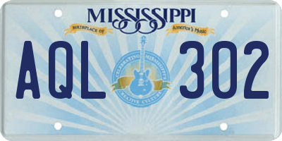 MS license plate AQL302