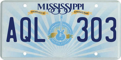 MS license plate AQL303