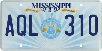 MS license plate AQL310