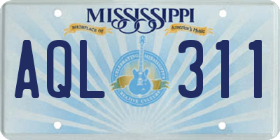 MS license plate AQL311
