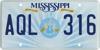 MS license plate AQL316