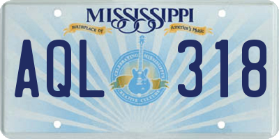 MS license plate AQL318