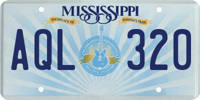 MS license plate AQL320