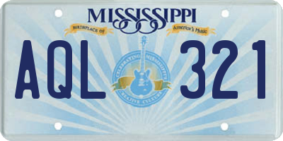 MS license plate AQL321