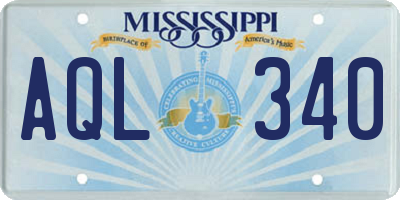 MS license plate AQL340