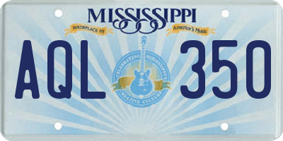 MS license plate AQL350