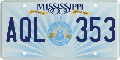 MS license plate AQL353