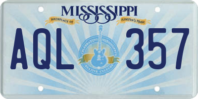 MS license plate AQL357