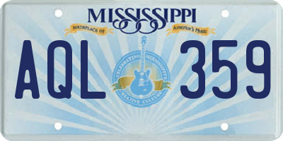 MS license plate AQL359