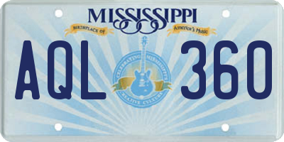 MS license plate AQL360