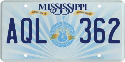 MS license plate AQL362
