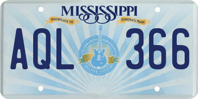 MS license plate AQL366