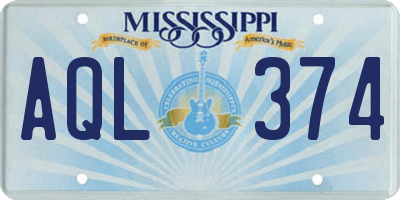 MS license plate AQL374