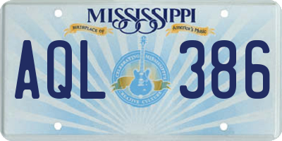 MS license plate AQL386