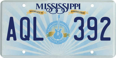 MS license plate AQL392