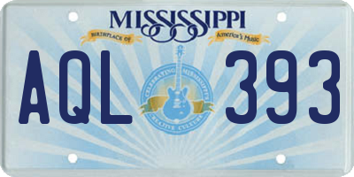 MS license plate AQL393