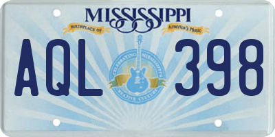 MS license plate AQL398