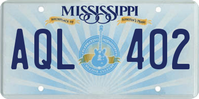 MS license plate AQL402