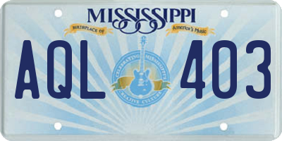 MS license plate AQL403