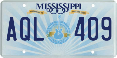 MS license plate AQL409