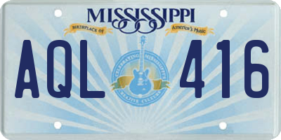 MS license plate AQL416