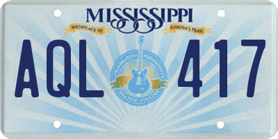 MS license plate AQL417