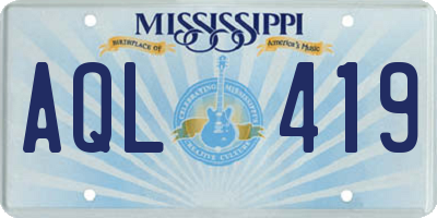 MS license plate AQL419
