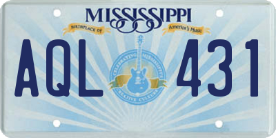 MS license plate AQL431