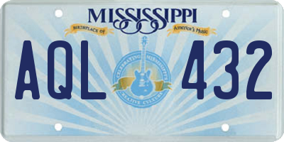 MS license plate AQL432