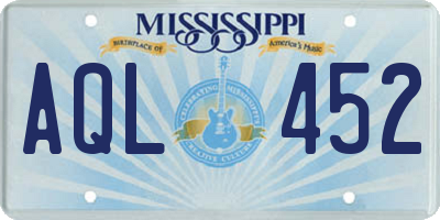 MS license plate AQL452