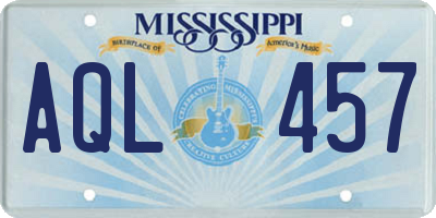 MS license plate AQL457