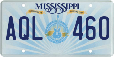 MS license plate AQL460