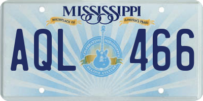 MS license plate AQL466