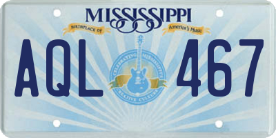 MS license plate AQL467