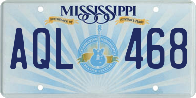 MS license plate AQL468