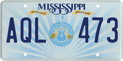 MS license plate AQL473