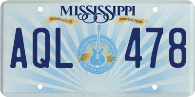 MS license plate AQL478