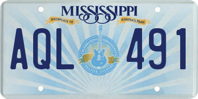 MS license plate AQL491