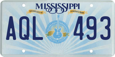 MS license plate AQL493