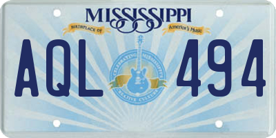 MS license plate AQL494