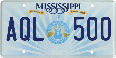 MS license plate AQL500