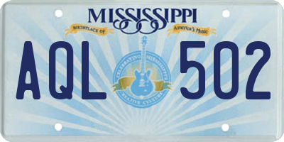 MS license plate AQL502