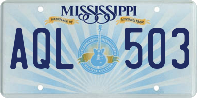 MS license plate AQL503