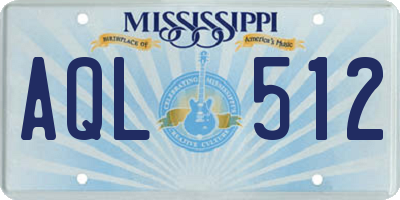 MS license plate AQL512