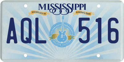 MS license plate AQL516