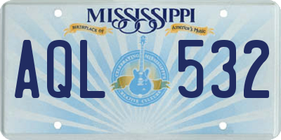 MS license plate AQL532