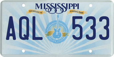 MS license plate AQL533